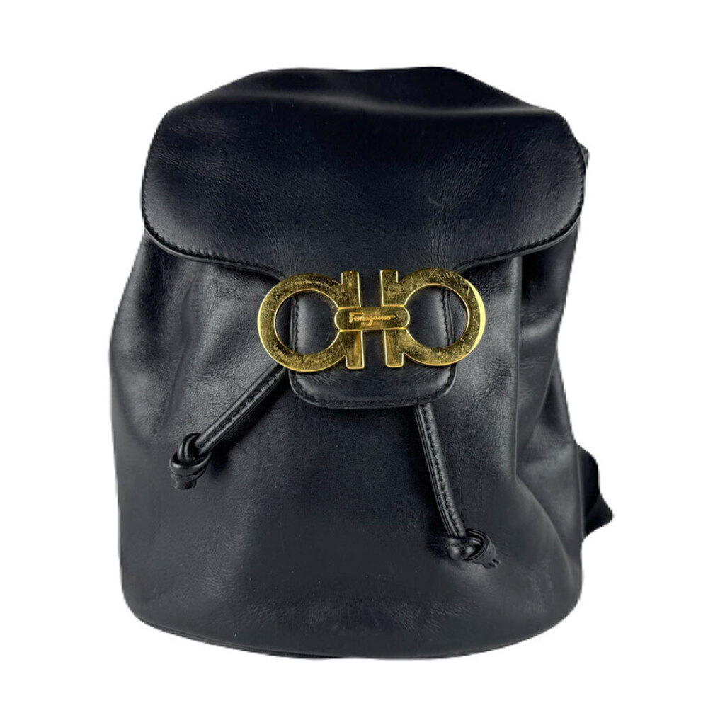 Salvatore Ferragamo Gancini Backpack Leather Black - Picture 2 of 4
